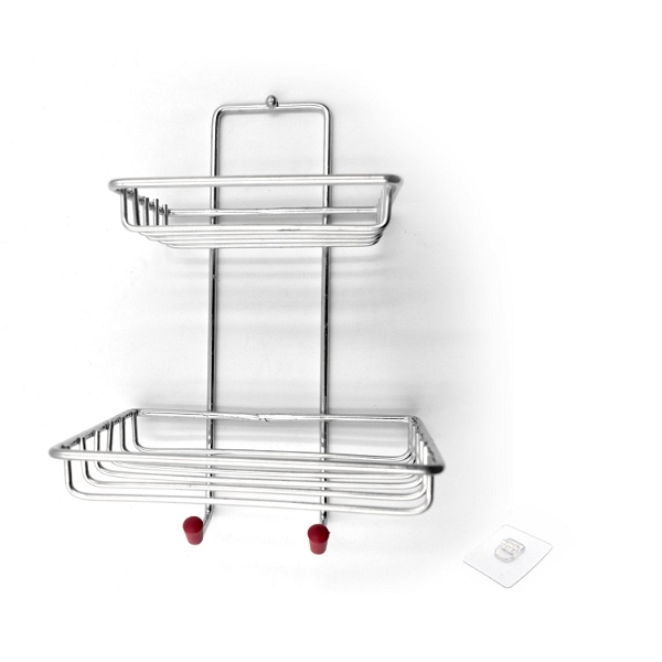 1763 Kitchen Bathroom Soaps Storage Rack with 2 Hook for Home - India, 0.802 kgs