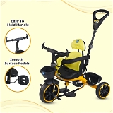 MEE MEE 2 IN 1 KIDS ROCKER TRIKE WITH PARENTAL CONTROL HANDLE | BABY TRICYCLE WITH ROCKING FEATURE, ADJUSTABLE CUSHIONED SEAT & FOOTREST (YELLOW
