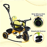 MEE MEE 2 IN 1 KIDS ROCKER TRIKE WITH PARENTAL CONTROL HANDLE | BABY TRICYCLE WITH ROCKING FEATURE, ADJUSTABLE CUSHIONED SEAT & FOOTREST (YELLOW