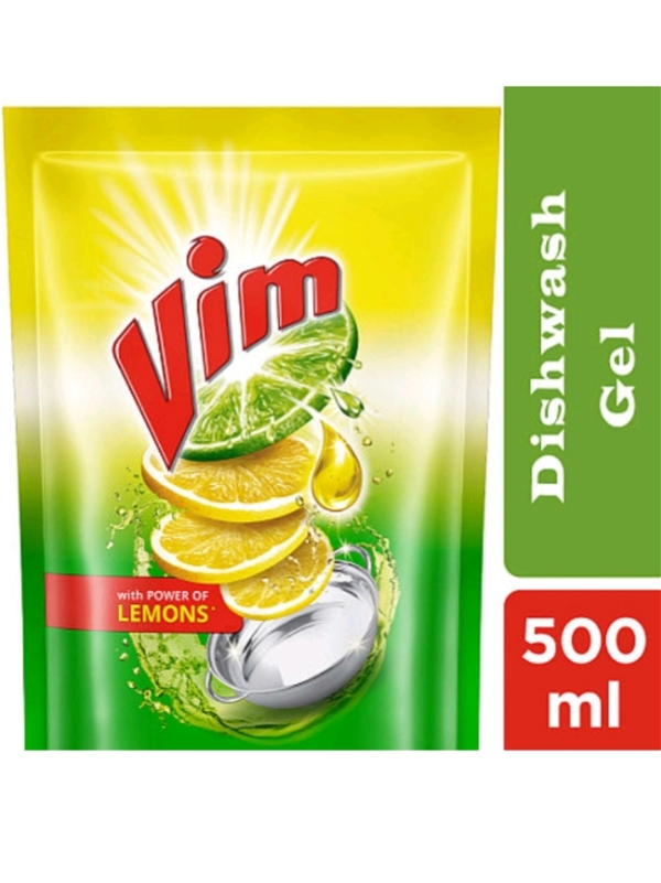 Vim Lemon Concentrated Dishwash Gel 500ml