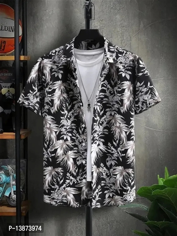 Stylish Lycra Short Sleeve Shirt For Men - L