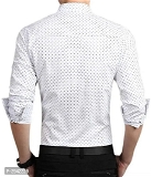 Men's White Printed Cotton Blend Full Sleeve Casual Shirt  - M