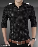 Black Printed Cotton Slim Fit Casual Shirt  - xXL