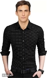 Black Printed Cotton Slim Fit Casual Shirt  - xXL