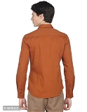 Stylish Cotton Rust Red Solid Long Sleeves Regular Fit Casual Shirt  - M