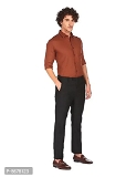 Stylish Cotton Rust Red Solid Long Sleeves Regular Fit Casual Shirt  - M
