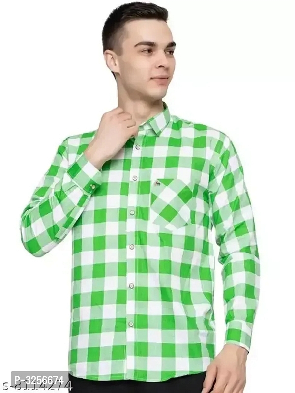 Men's Multicoloured Cotton Checked Long Sleeves Slim Fit Casual Shirt - L