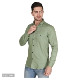 NUMERO-CLOTHES FATHION Mens Cotton Solid Full Sleeve Double Pockte Shirt  - XL