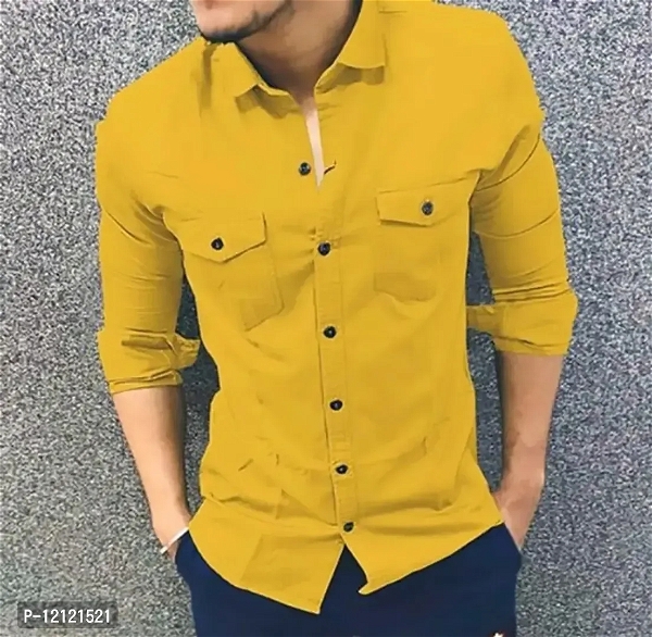 Stylish Cotton Double Pocket Shirts For Men Cargo Shirts - L