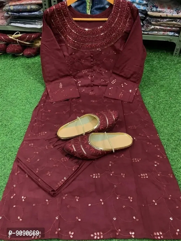 Trendy Rayon Kurta Pant And Juti Set For Women  - XL
