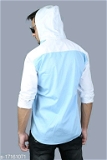 Mens Cotton Hooded Fancy Shirt, Hooded Shirt For Mens - XL