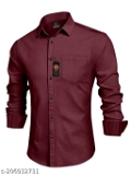 Men Formal Shirt  - L, Bright Red