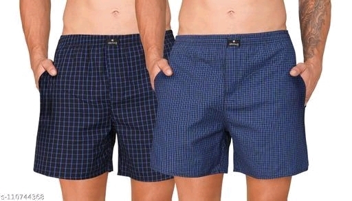 Mens Shorts/boxer Shorts Cotton Checks Side Pocket (Pack Of 2) - 32