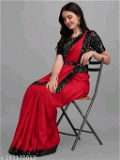 Soct Silk Red Lace Border Belt Saree With Blouse