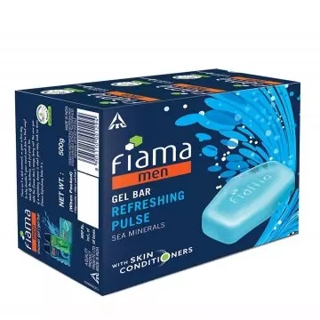Fiama Men Gel Bar - Refreshing Pulse Sea Minerals, With Skin Conditioners  - 125g( Buy 3 Get 1 Free)