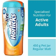 Horlicks Lite- Health & Nutrition Drink, Regular Malt Flavour, Nourishment For Active Adults - 450g