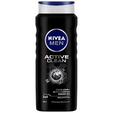 Nivea Active Clean Shower Gel With Active Charcoal For Body, Face & Hair - 500ml