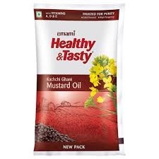 Emami  Healthy And Testy Kachi Ghani Mustard Oil - 1 L - Pouch