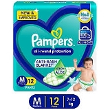 Pampers All Round Protection Diaper Pants- M, 7-12 Kg, Anti Rush Blanket, 100% Wetness Lock, All Night - 76 Pcs