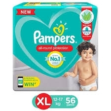 Pampers All Round Protection Diaper Pants-XL, 12-17kg, Anti Rush Blanket,100% Wetness Lock, All Night - 56 Pcs